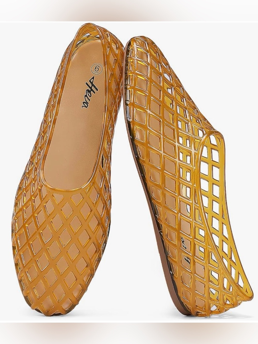 Heva Women's Honey Tan Jelly Ballet Flats